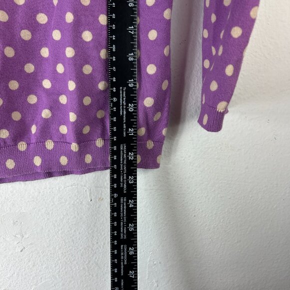Boden Sweater Womens 10 Cardigan Button purple white polka dot casual everyday - Picture 4 of 11